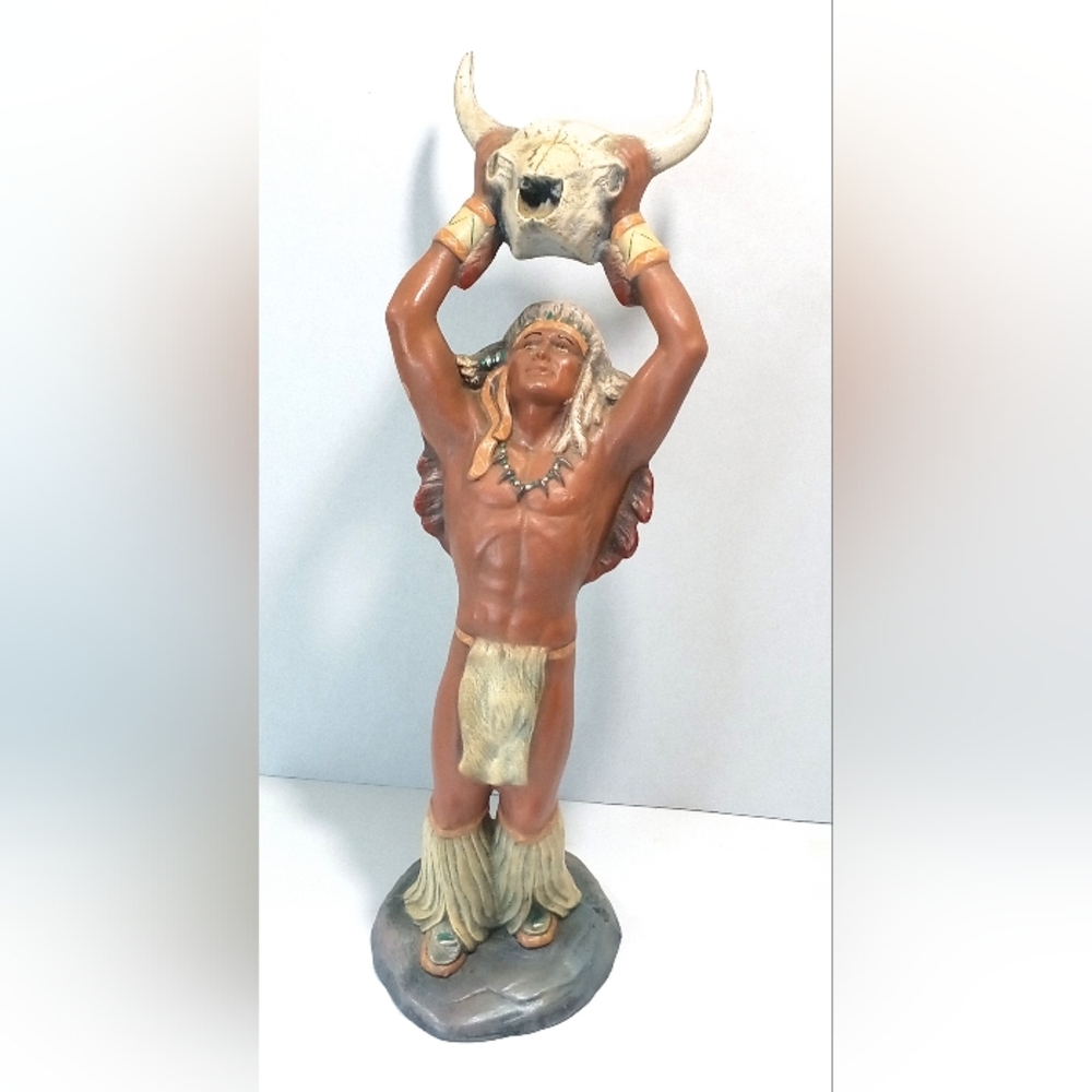 Vintage Native American Indian Warrior Statue Figure Provincial Mold 1988 14"